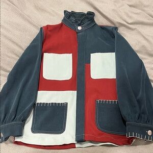 Seventy + Mochi Color Block Pablo Jacket - Teal, Dark Rust, and Washed Mint